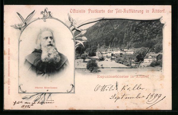 Cartoline postali: Altdorf, Kapuzinerkloster, Pfarrer Röss – Usato da Berlin venduto da bartko-reher