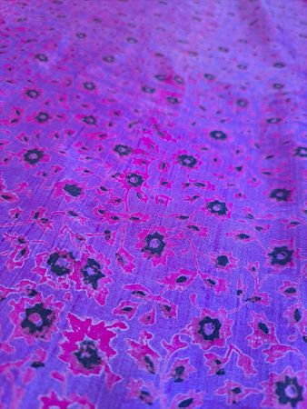 Indischer Vtg Seidenfoulard Blockdruck Schal Carré Foulard