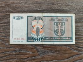 Bosnien 1'000 Dinara 1992 !!!!!!!