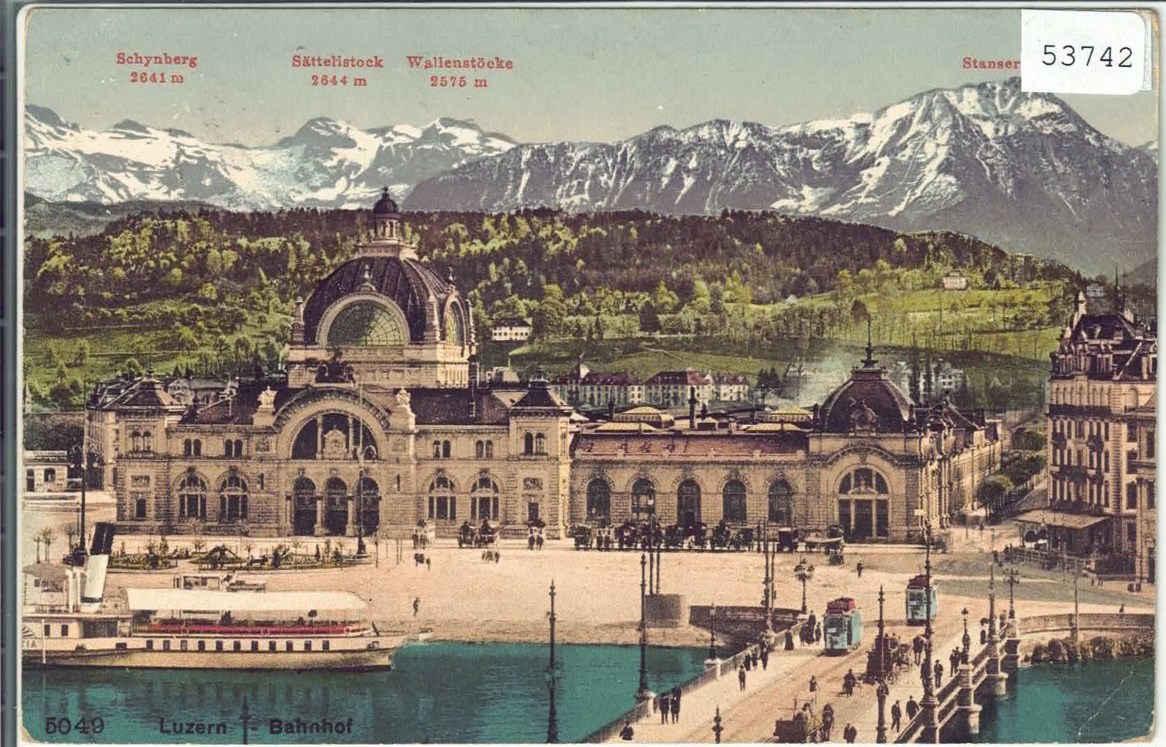 Ansichtskarten: Luzern - Bahnhof - Litho – Gebraucht aus Ettingen von Kartenplanet