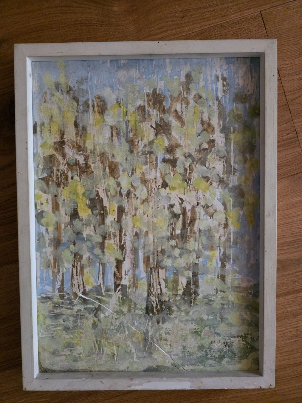 Dipinti: Bild Gemälde Nicolas Jaques 1968 Foret au Printemps – Usato da Walterswil BE venduto da Lonitti