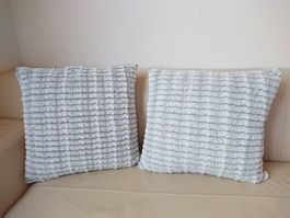 Zwei Kissenbezüge für Kissen 40cm x 40cm Grau Silber