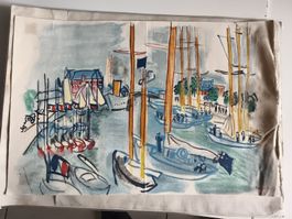 Lithographie Raoul Dufy Port de Marseille E.C. 53*37cm