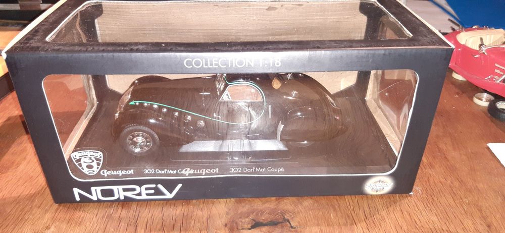 Peugeot 302 Darl'Mat Coupé 1937 NOREV 1:18, Noir Et Jaune, Miniature Métal Neuve
