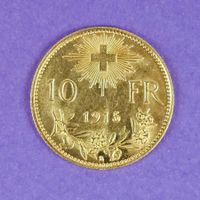 Goldvreneli 10 Fr. Antik (1915) F. Landry, in Gutem Zustand!