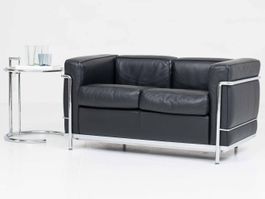 Cassina LC2 2-Sitzer Sofa von Le Corbusier - schwarzes Leder