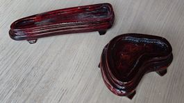 Coppia espositori cinesi in legno scuro laccato 2 pz