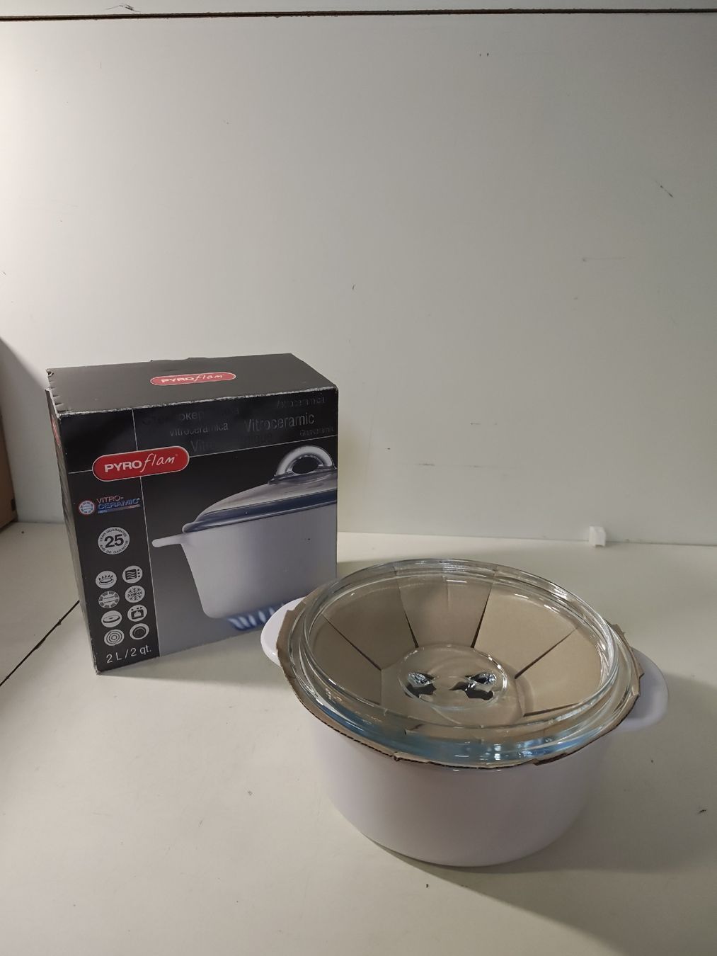 Cocotte Vintage Pyroflam Electro Avec Couvercle – Céramique Blanche 2,5L