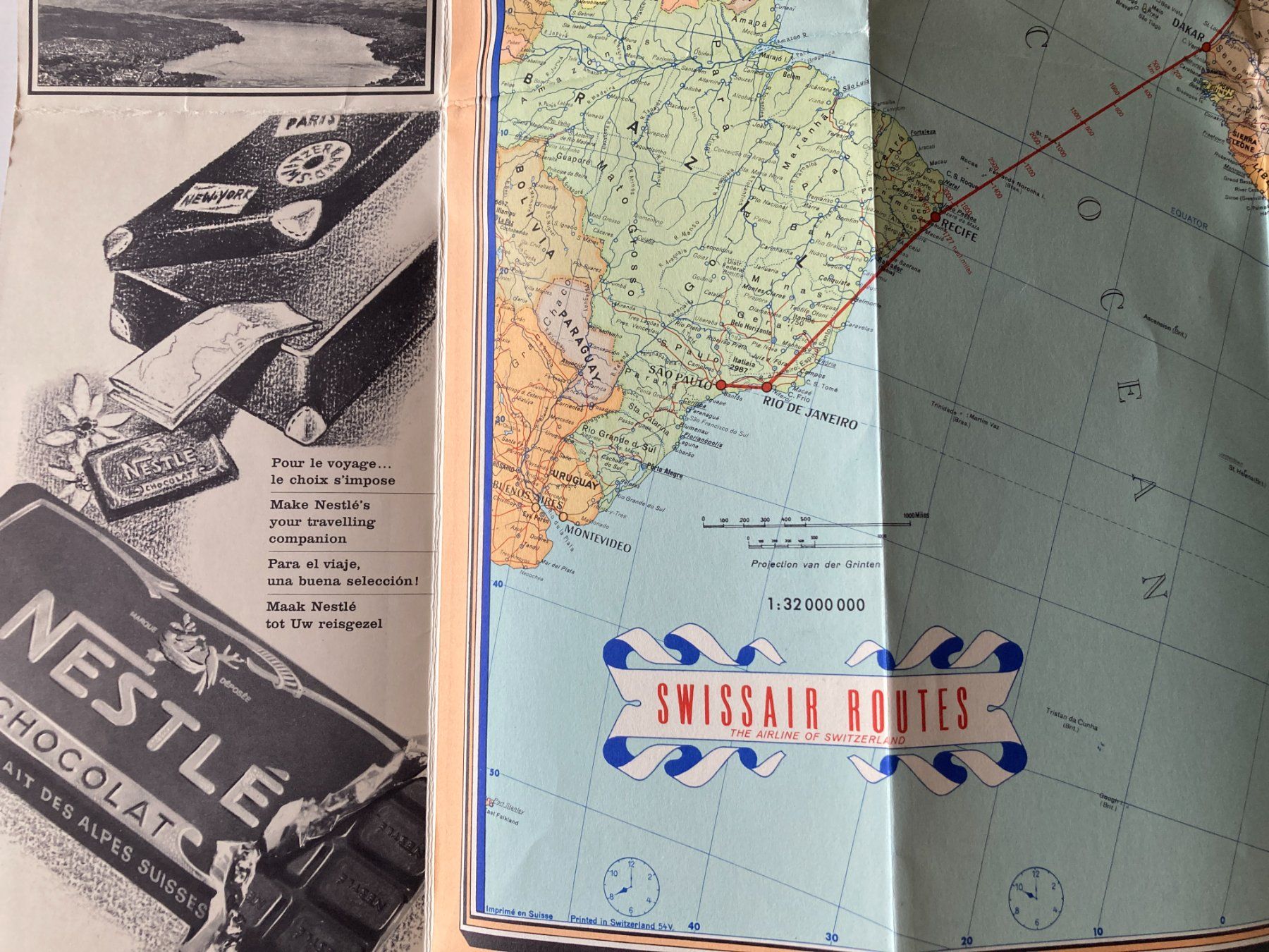Landkarten & Atlanten: Swissair Route Plan 1954 – Gebraucht aus Wil SG von Pin05 4