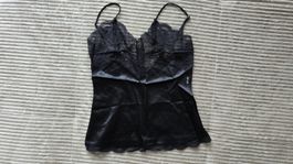 ​🏷️ Anti-Flirt Paris Vintage Seidentop mit Spitze (2) Black