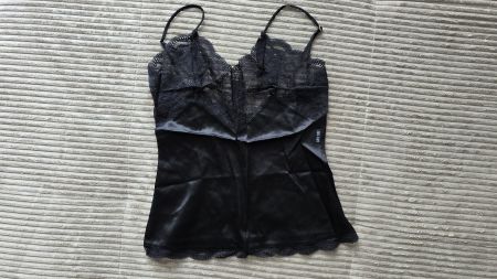 ​🏷️ Anti-Flirt Paris Vintage Seidentop mit Spitze (2) Black