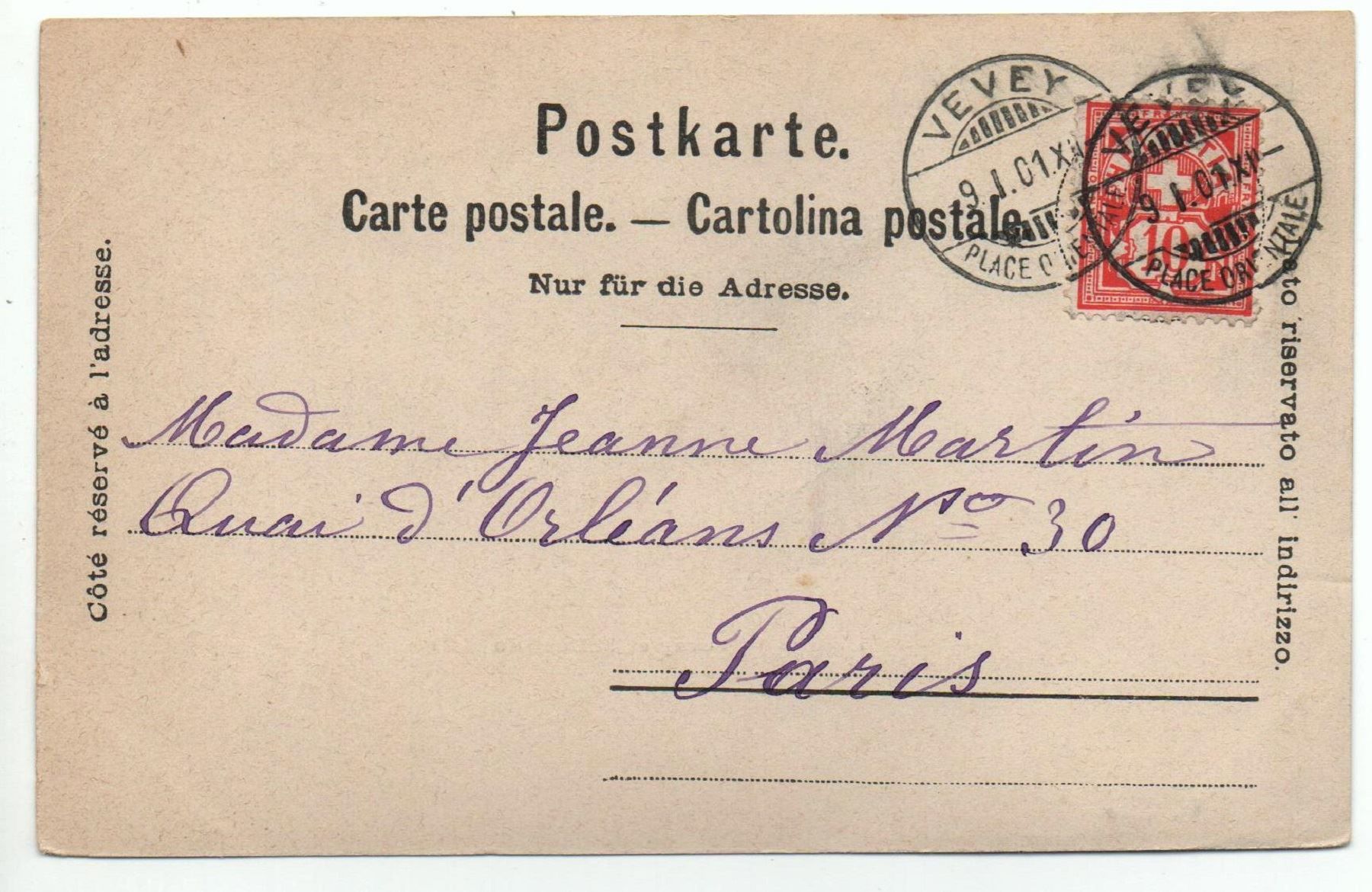 Cartoline postali: VEVEY et la Dent du Midi - Mondschein – Usato da Jona venduto da philajona 1