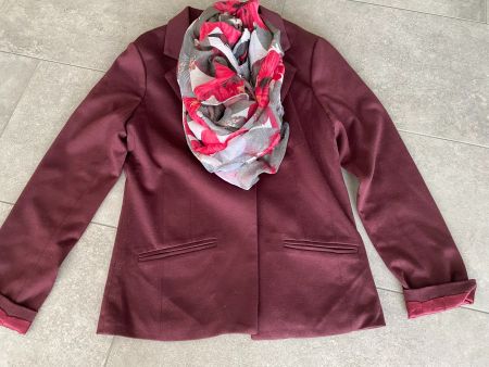 Modisch ,trendiger Jersey-Blazer,Gr.36,aubergin mit Schal