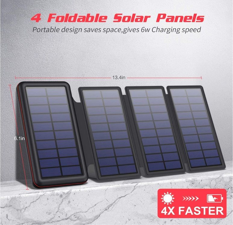 Panneaux solaires: Solar Powerbank 26800mAh mit 4 Faltbar Sonnenkollektoren – Neuf avec emballage d'origine à Bülach par JBCStore 2