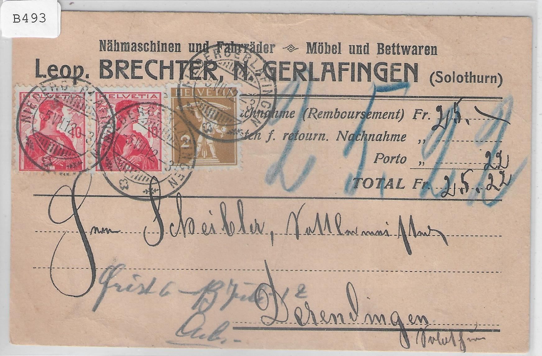 Tutti i francobolli: N.N. Niedergerlafingen 5.VII.12 nach – Antico da Ettingen venduto da Kartenplanet