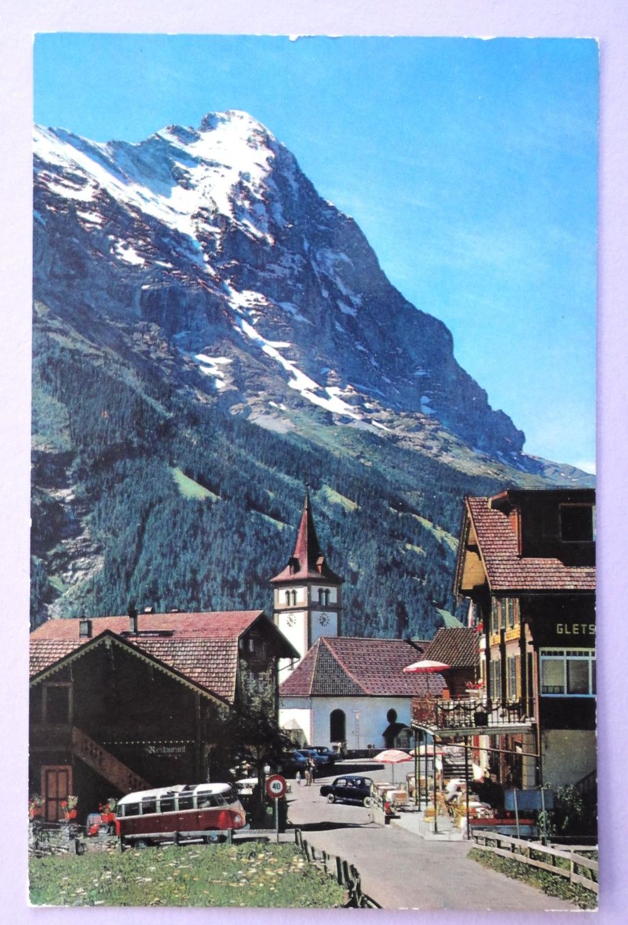 Cartoline postali: Grindelwald (1038 m), Kirche mit Eiger – Usato da Fétigny venduto da Billy2miny