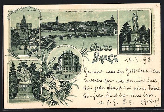 Cartes postales: Litho Basel, Strassburger Denkmal, Spale – D'occasion à Berlin par bartko-reher