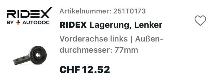 BMW Tutti pezzi di ricambio auto: BMW E36, Lagerung Querlenker – Nuovo (secondo la descrizione) da Winterthur venduto da RoMaLitto 2
