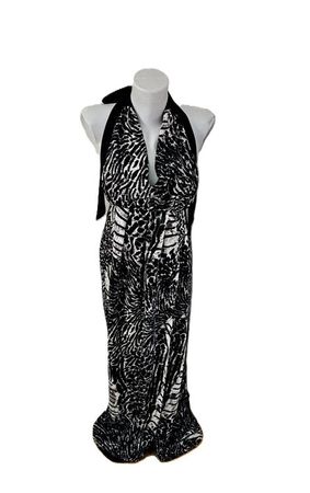 Neckholder Kleid Maxi mit Animal-Print Gr. 36
