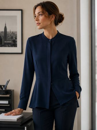 Très belle blouse bleu marine 100% soie 36 - GANT