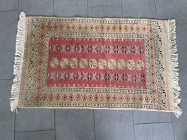 Leichter Vintage Teppich, rosa, Handgeknüpft Nr.6