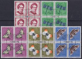 1951, PJ J138-142 Serie Viererblöcke ET-Stempel, Kat: 280.-
