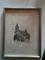 Bild Radierung Stich ? Peter Haug 1980 Kirche Wil / SG