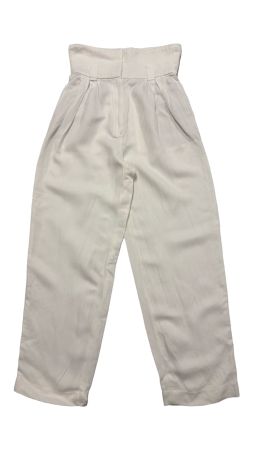 Massimo Dutti High Waist Barrel Hose 34 weiss Leinen Viskose