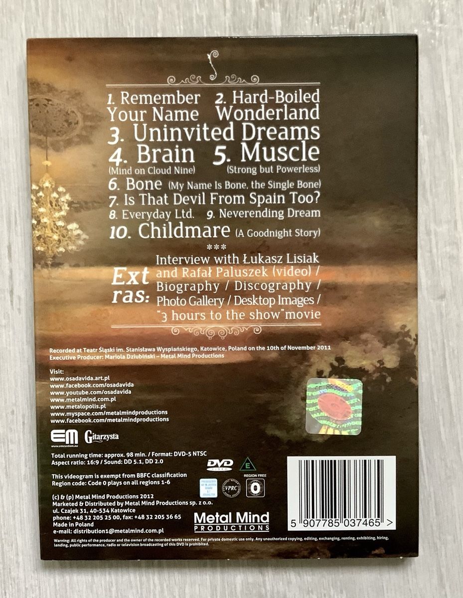 Tutti i DVDs: Progressive Rock —OSADA VIDA DVD – Usato da Arcegno venduto da Denni 1