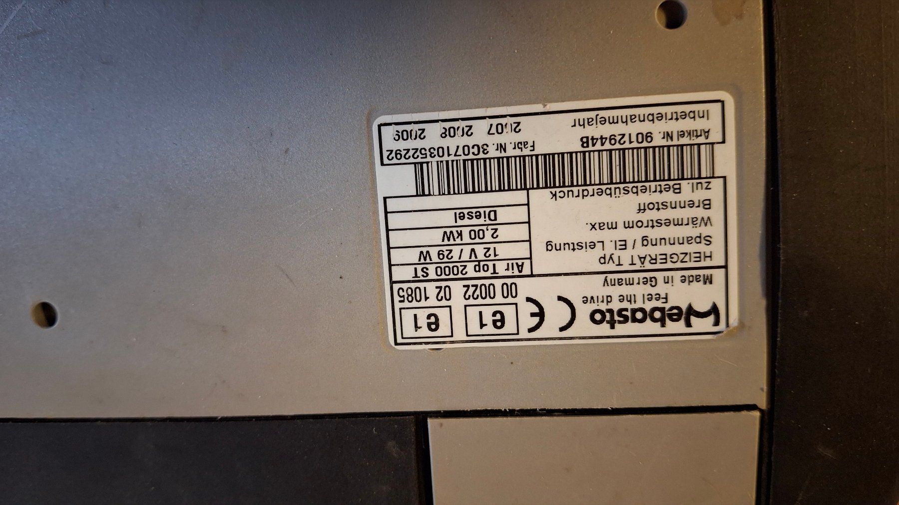 Radiatori: Webasto Airtop 2000 Diesel – Usato da Uesslingen venduto da Betsy91 1