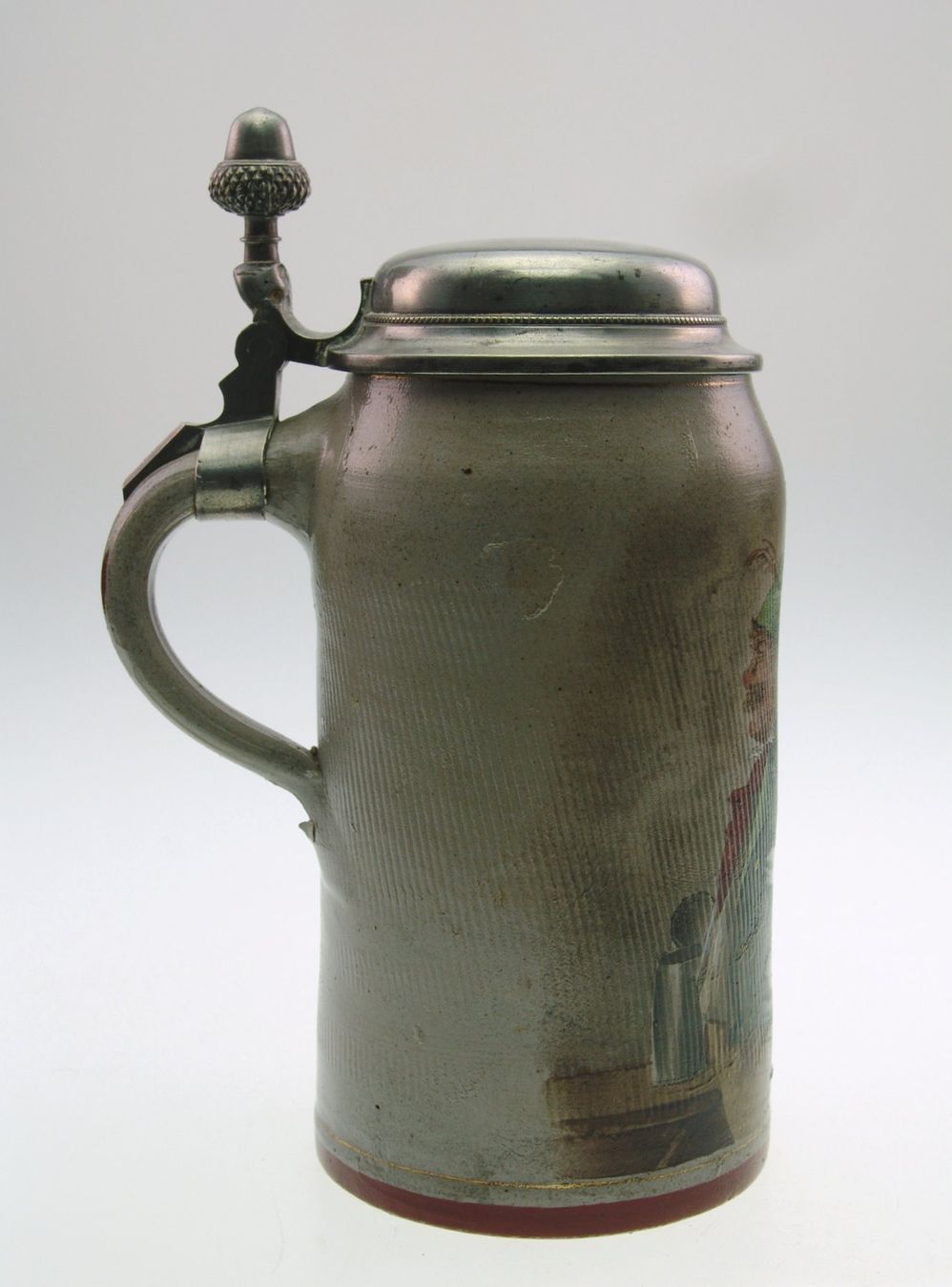Gläser: Alter Bierkrug um 1870 Zinndeckel mit Trinkspruch – Gebraucht aus Langenthal von Antik_Huesli 1