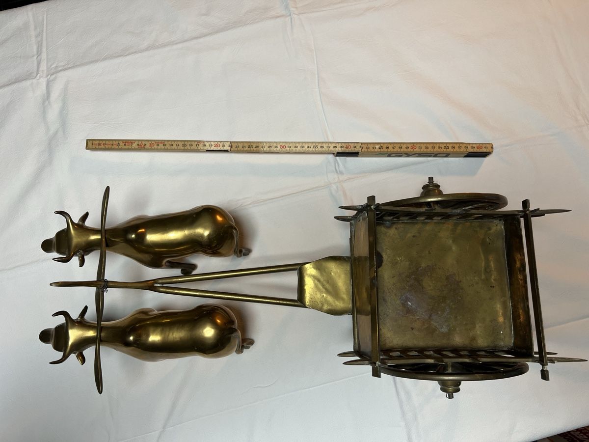Figuren: Messing Ochsenwagen, asiatische Deko – Gebraucht aus Perlen von Chregle1 1
