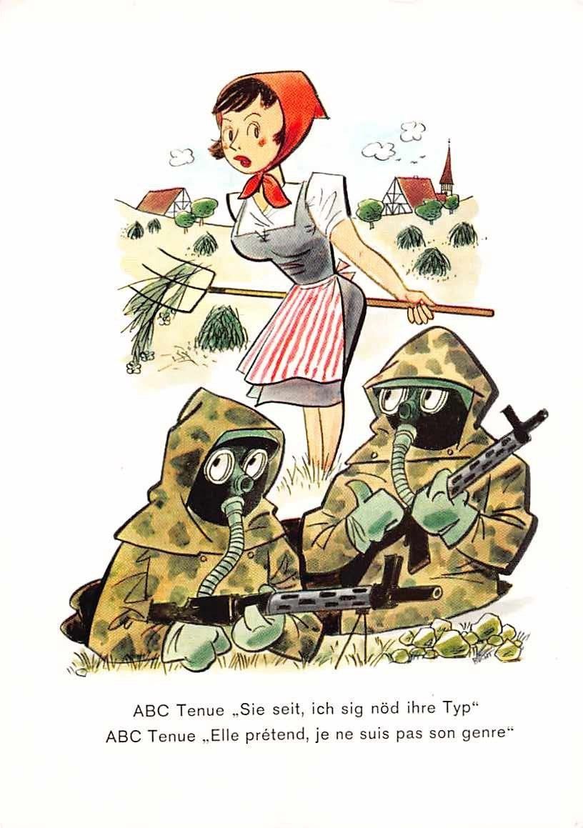 Cartoline postali: 5 MILITÄR-HUMOR-Ansichtskarten mit FELDPOST – Usato da Lufingen venduto da TopAnsichtskarten