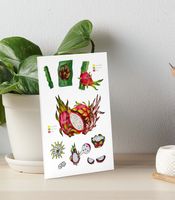 Karte Print Druck von Handgemalte Botanisch Drachenfrucht