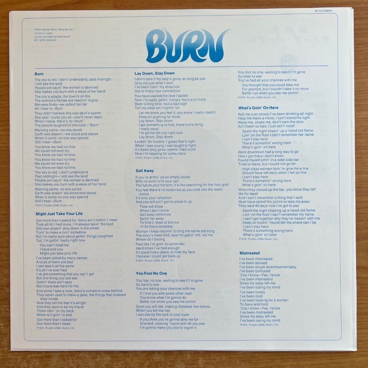 Dischi in vinile: Deep Purple - Burn / Japan Press.1985 - TOP – Usato da Gais venduto da soundcave57 2
