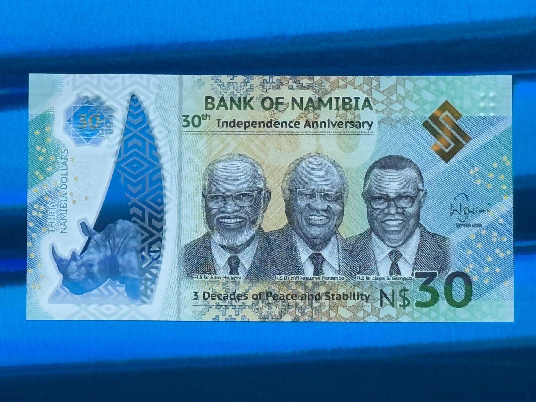 Banknoten: *** Namibia 2020 - N$ 30 UNC - Nashorn – Neu und originalverpackt aus Pfäffikon SZ von Sieben77 1