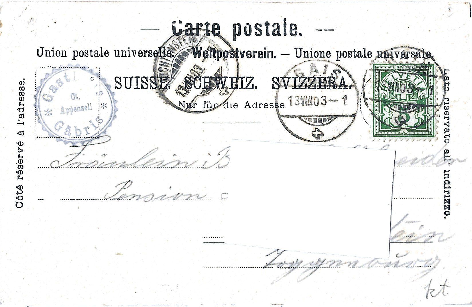Cartoline postali: Gruss vom  Gäbris  Canton Appenzell. – Usato da Bütschwil venduto da Jackson1A 1