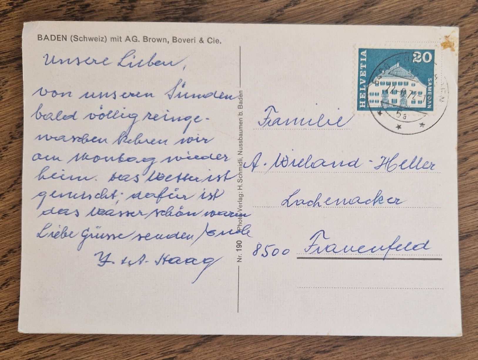Cartoline postali: Baden mit Brown, Boveri & Cie. 1972 – Usato da Ebikon venduto da Donar50 1