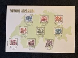 Feuille philatélique Suisse traditions 1977 oblitérée