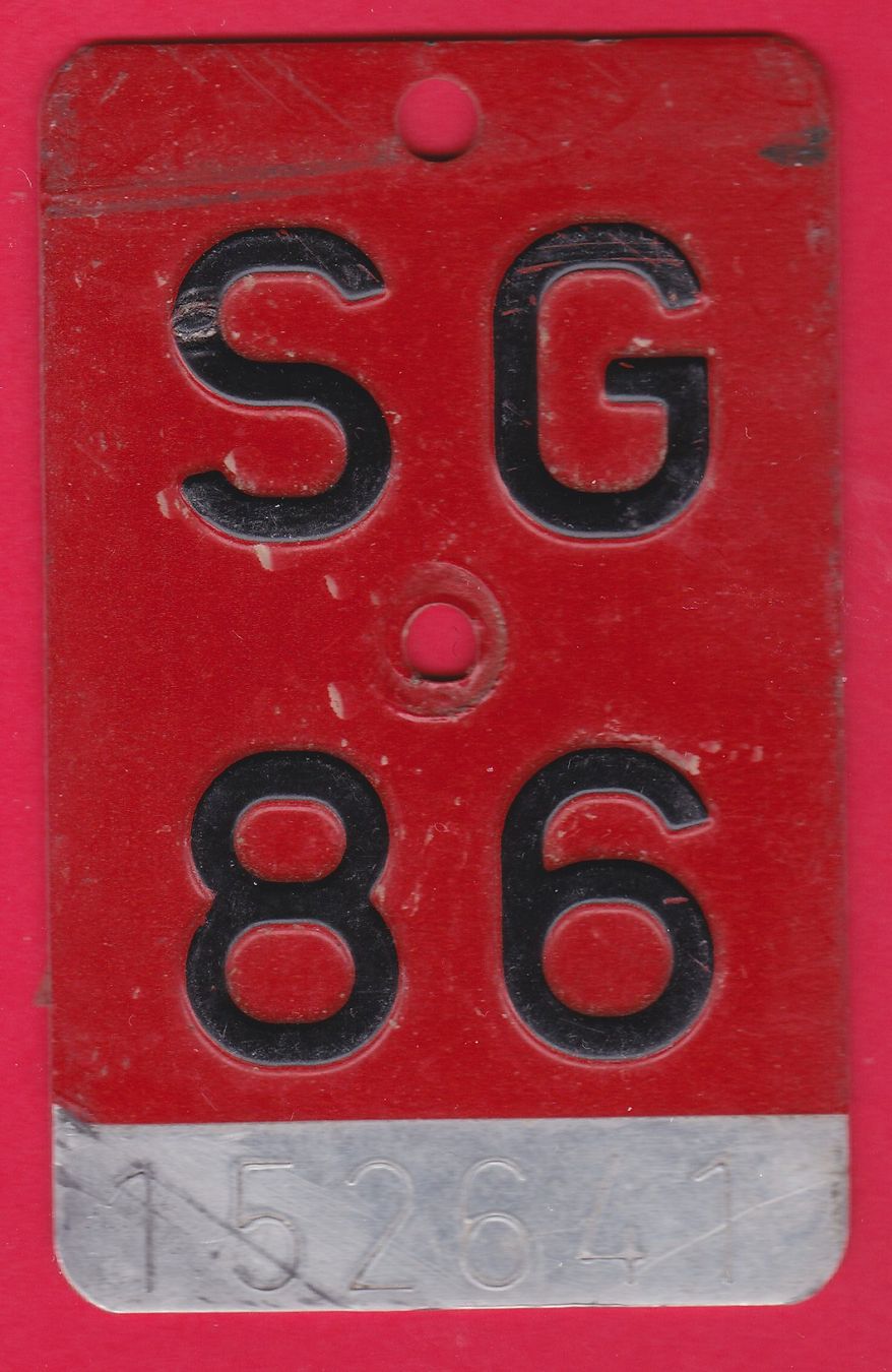 Schilder: VELONUMMER / FAHRRADSCHILD, SG 86 – Gebraucht aus Oberrieden von Gebirgsstelze