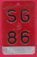 VELONUMMER / FAHRRADSCHILD, SG 86