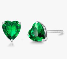Ohrring aus Weissgold 14k und Smaragd