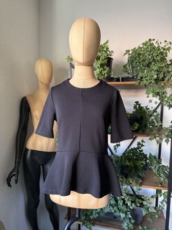 H&M Peplum-Shirt, Schwarz – Grösse 38