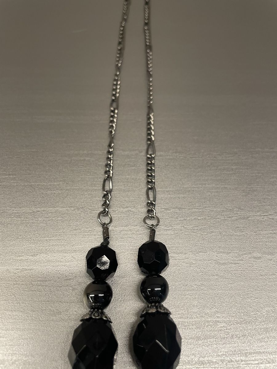 Catenine: Lange Boho Statement Kette Schwarz Silber Blatt Anhänger – Usato da Heitenried venduto da Steffundsasch 5