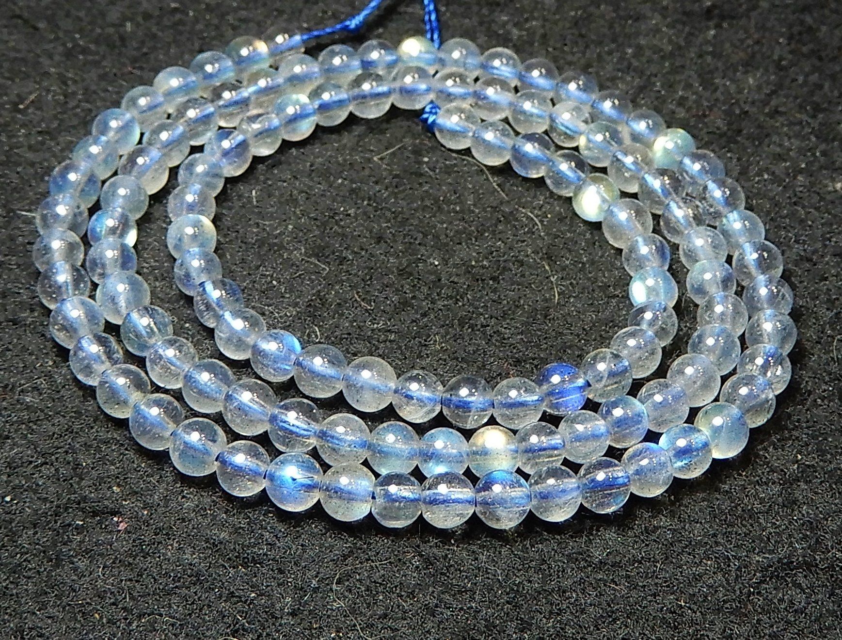 Ketten: 1 Strang echte Light grey Mondstein Perlen 3 mm – Neu (gemäss Beschreibung) aus Müllheim Dorf von GUENI01