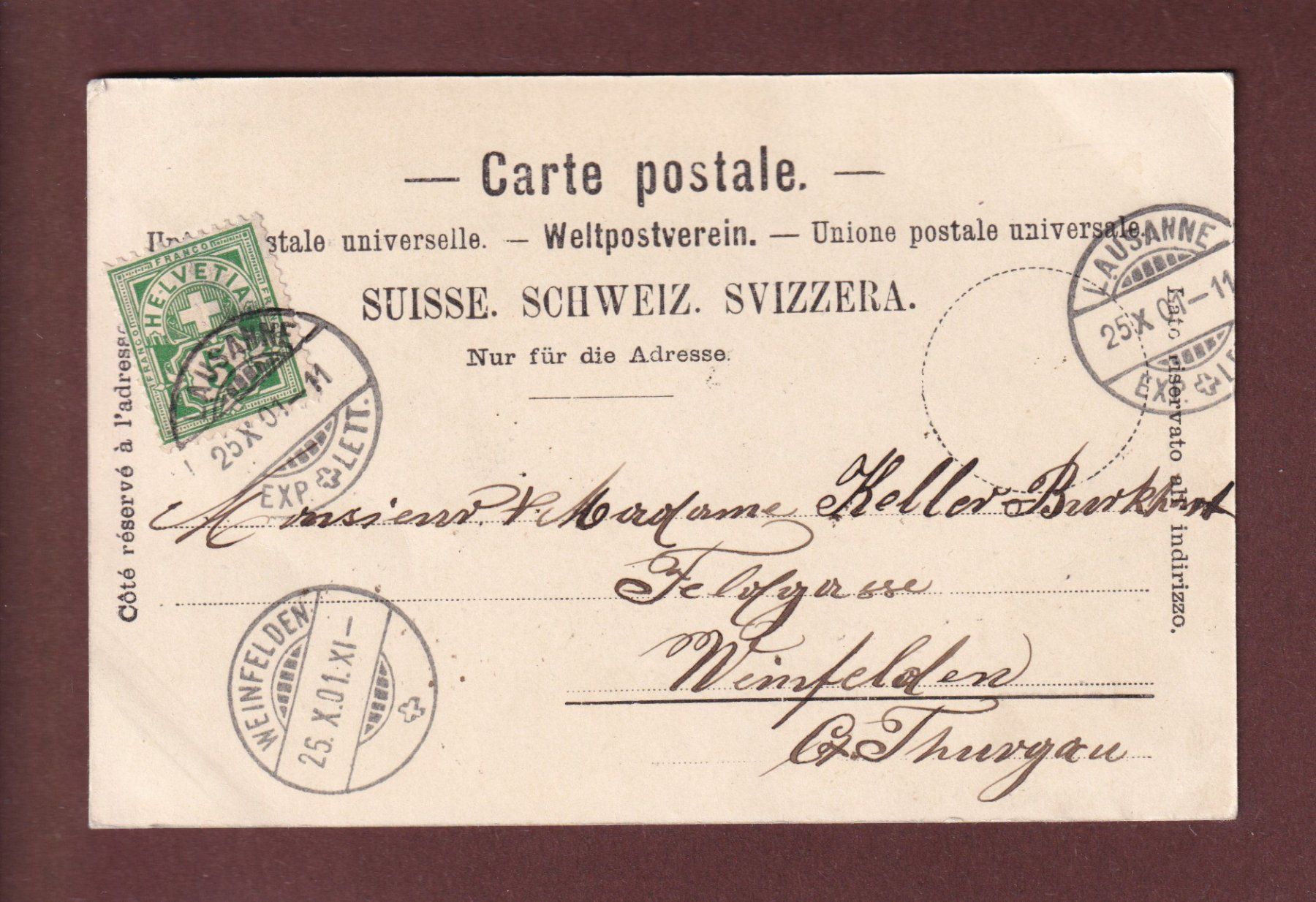 Ansichtskarten: LAUSANNE depuis Montbenon - 1901 – Gebraucht aus Pully von nicecards 1