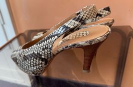 Slingpumps in Schlangenleder, Grösse 38,