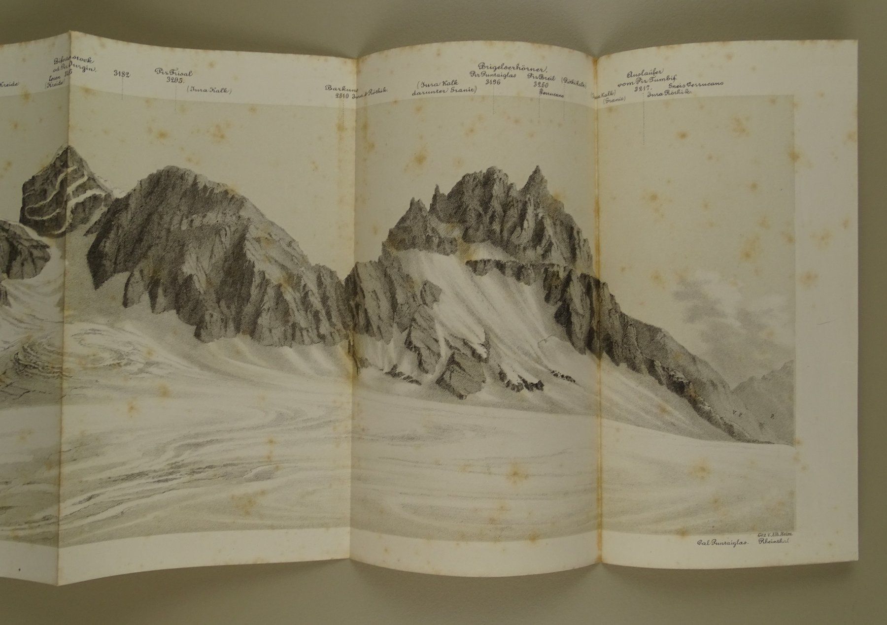 Stiche: PUNTAIGLASGLETSCHER UND UMGEBUNG, PANORAMA 1868 – Gebraucht aus Grüningen von Kartensammler 3