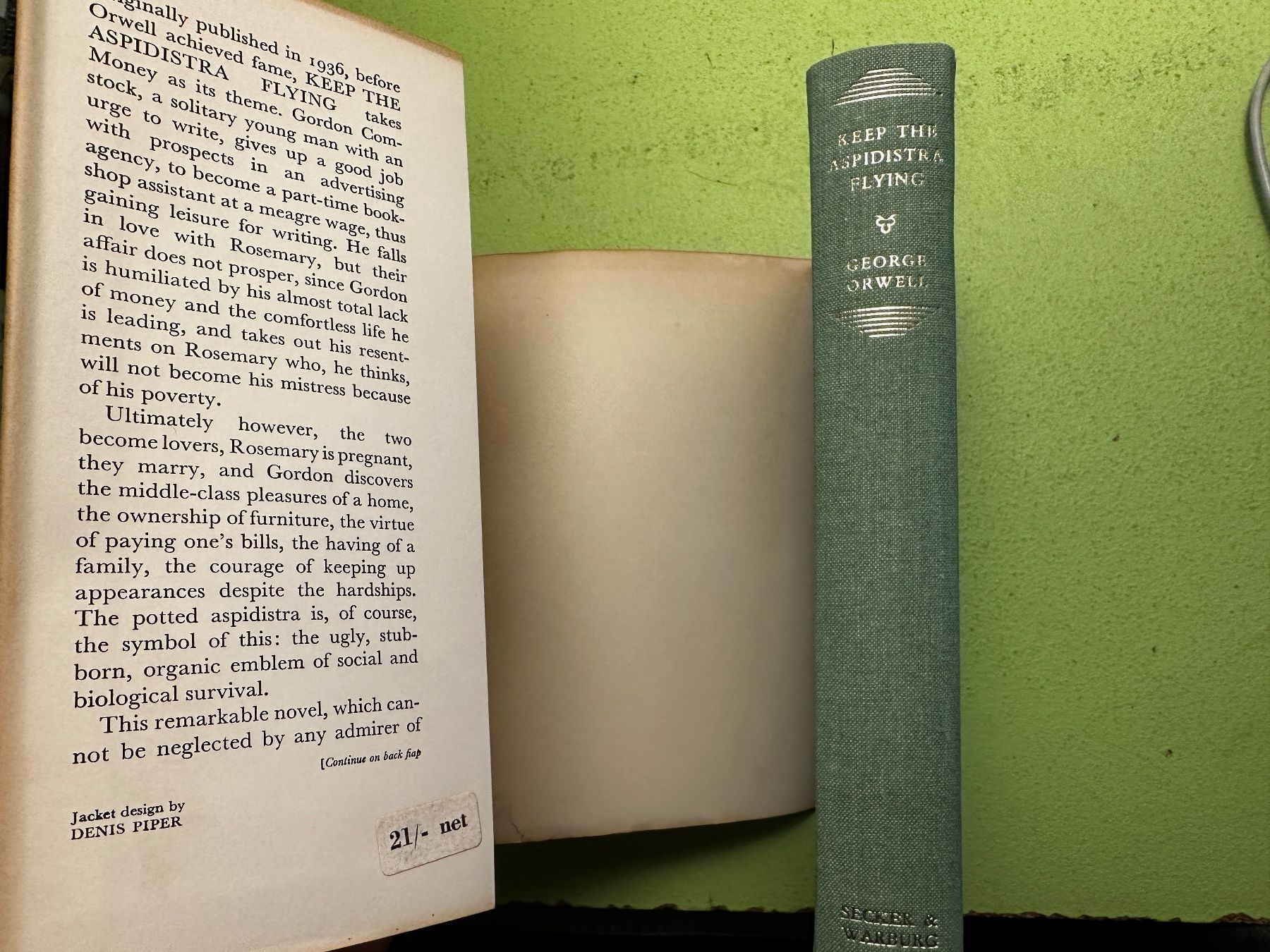 Libri: George Orwell: Keep the aspidistra flying. 1962 – Usato da Zürich venduto da allp 2