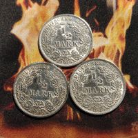 1/2 Mark 1915, 1915, 1916, Silber, Vz